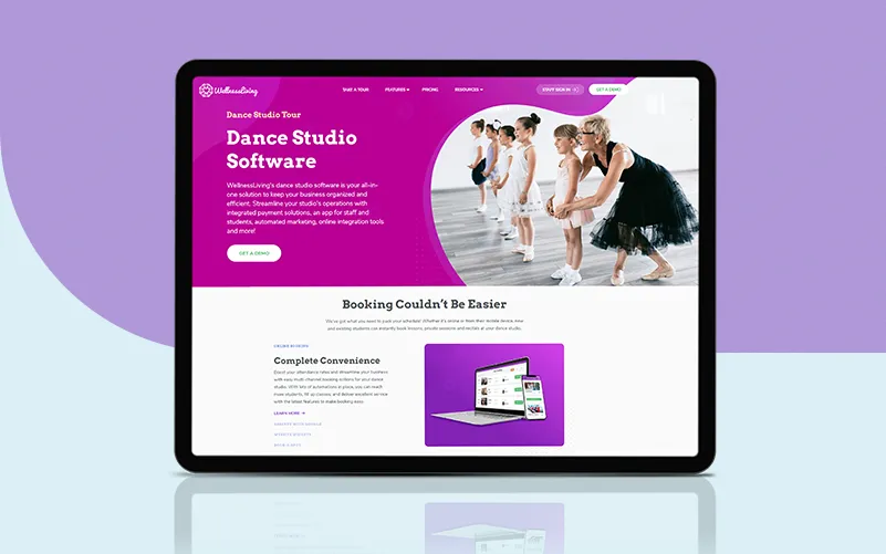 Wellnessliving dance studio software dashboard